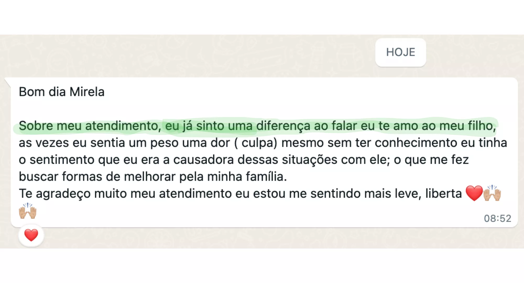 Depoimento sobre dor e culpa