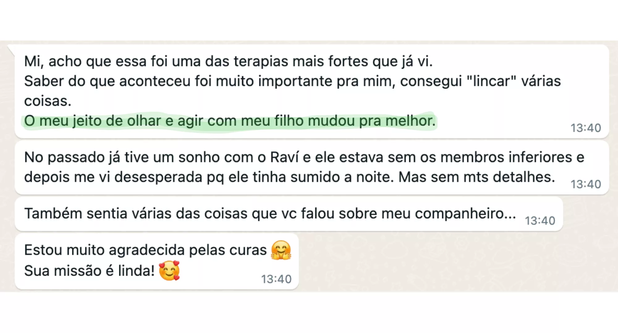 Depoimento sobre paciência e amor incondicional