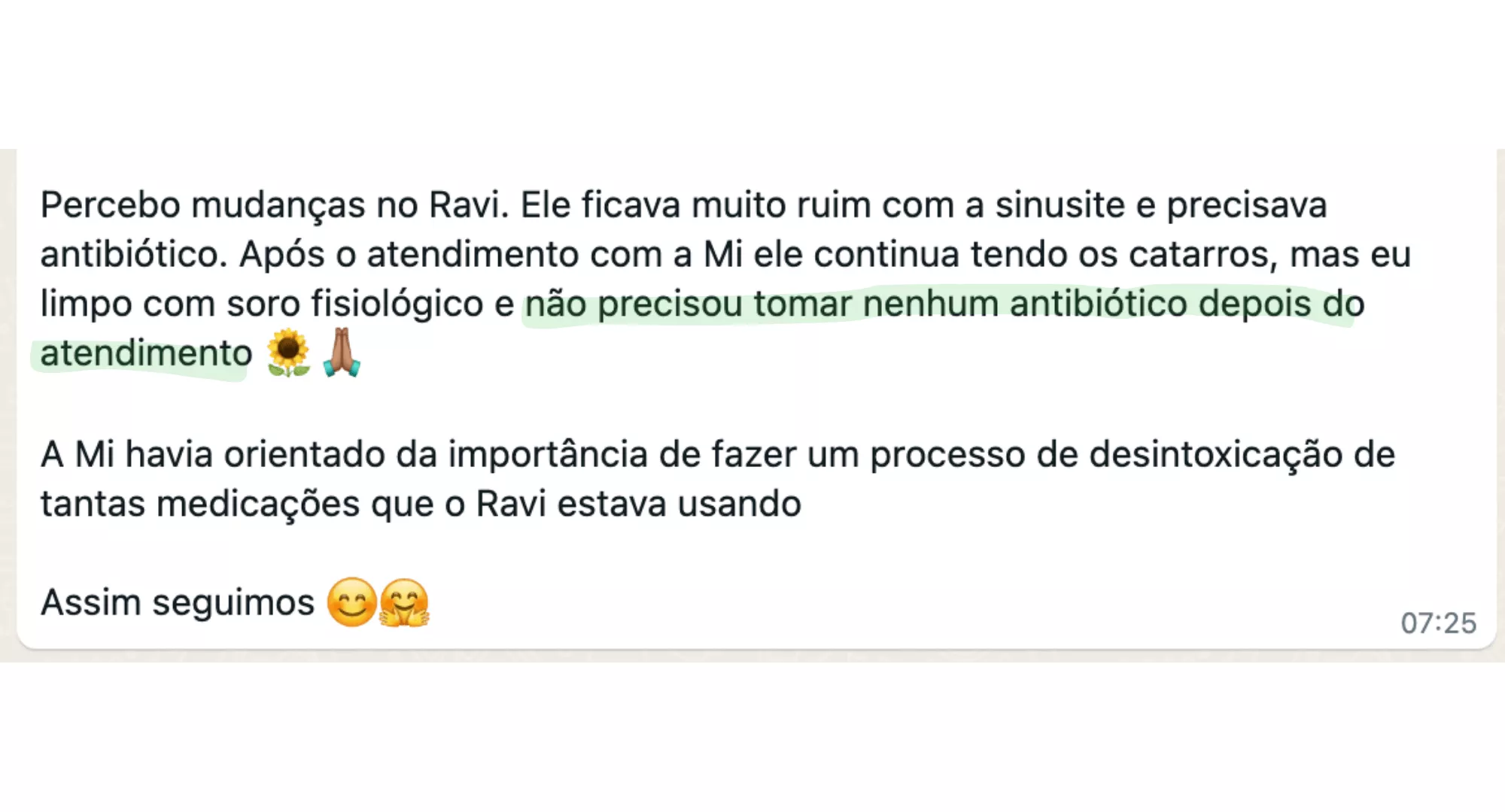 Depoimento sobre sinusite recorrente