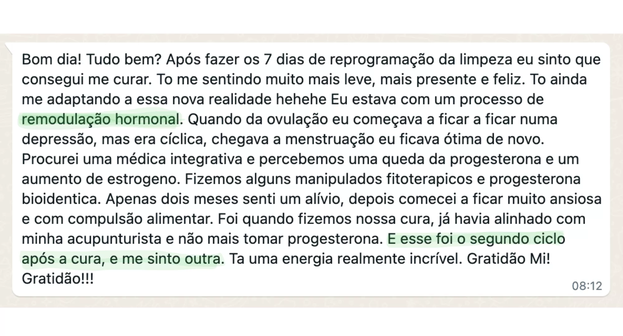 Depoimento sobre depressão hormonal